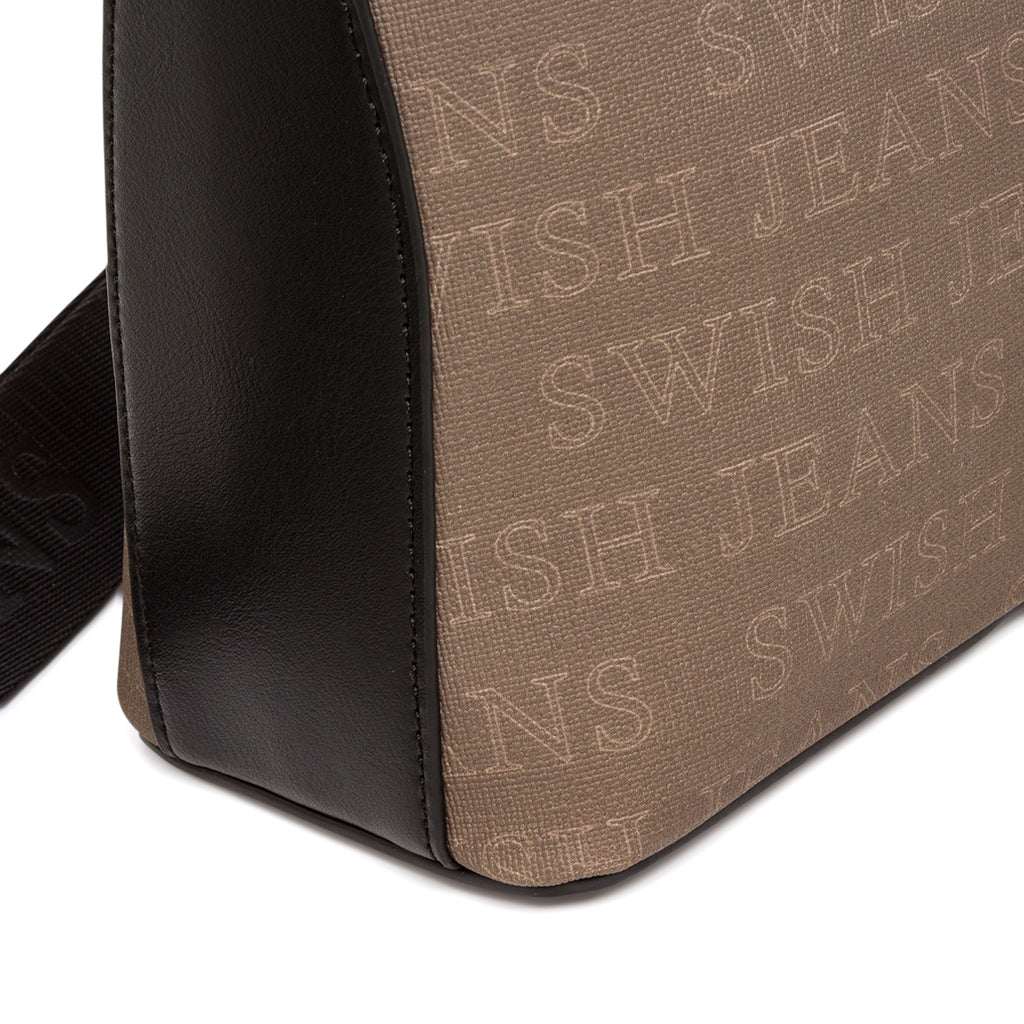 Borsa a Tracolla da Donna Marrone con Stampa Logo All Over Swish Jeans