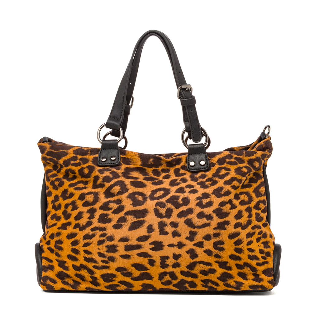 Borsa con Stampa Animalier Leopardata e Doppio Manico Swish Jeans