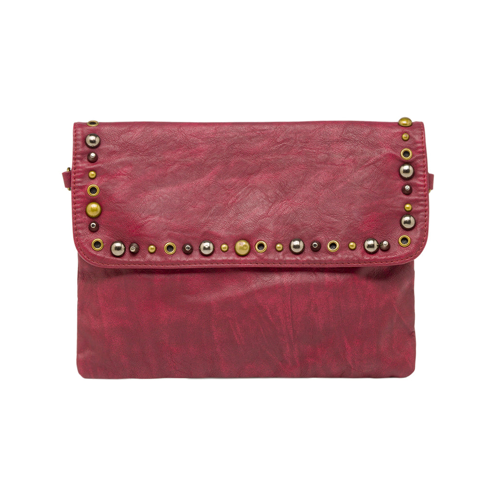 Borsa a tracolla da donna Bordeaux con borchie metalliche Swish Jeans