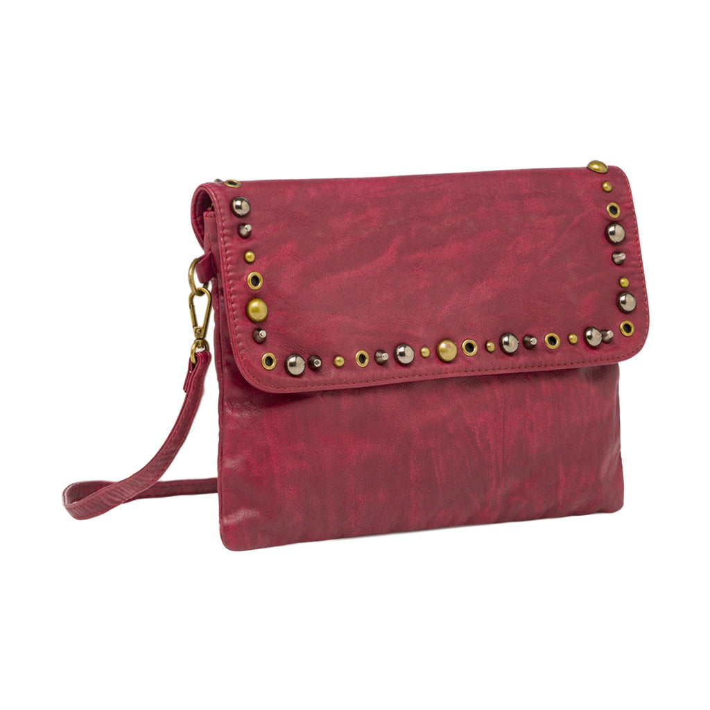 Borsa a tracolla da donna Bordeaux con borchie metalliche Swish Jeans