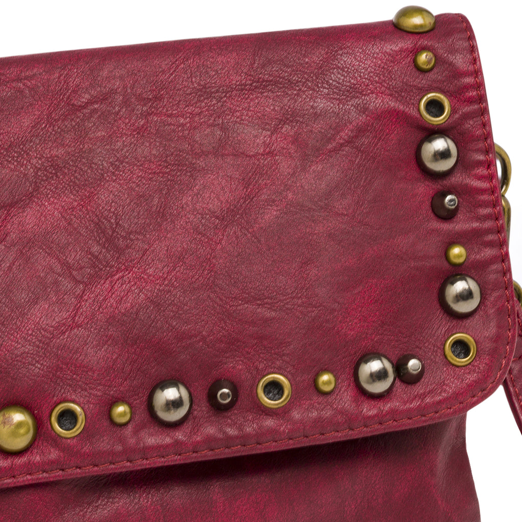 Borsa a tracolla da donna Bordeaux con borchie metalliche Swish Jeans