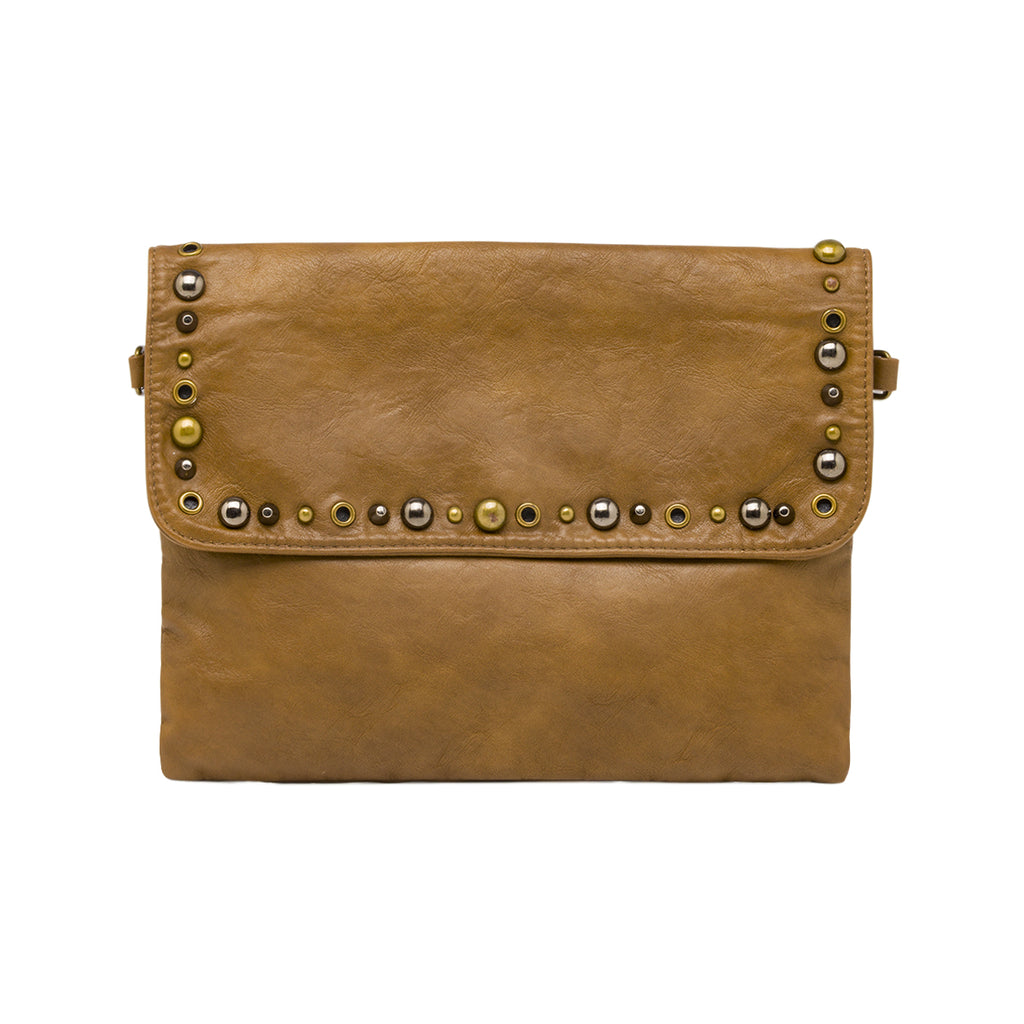 Borsa a tracolla Swish Jeans marrone da donna con borchie