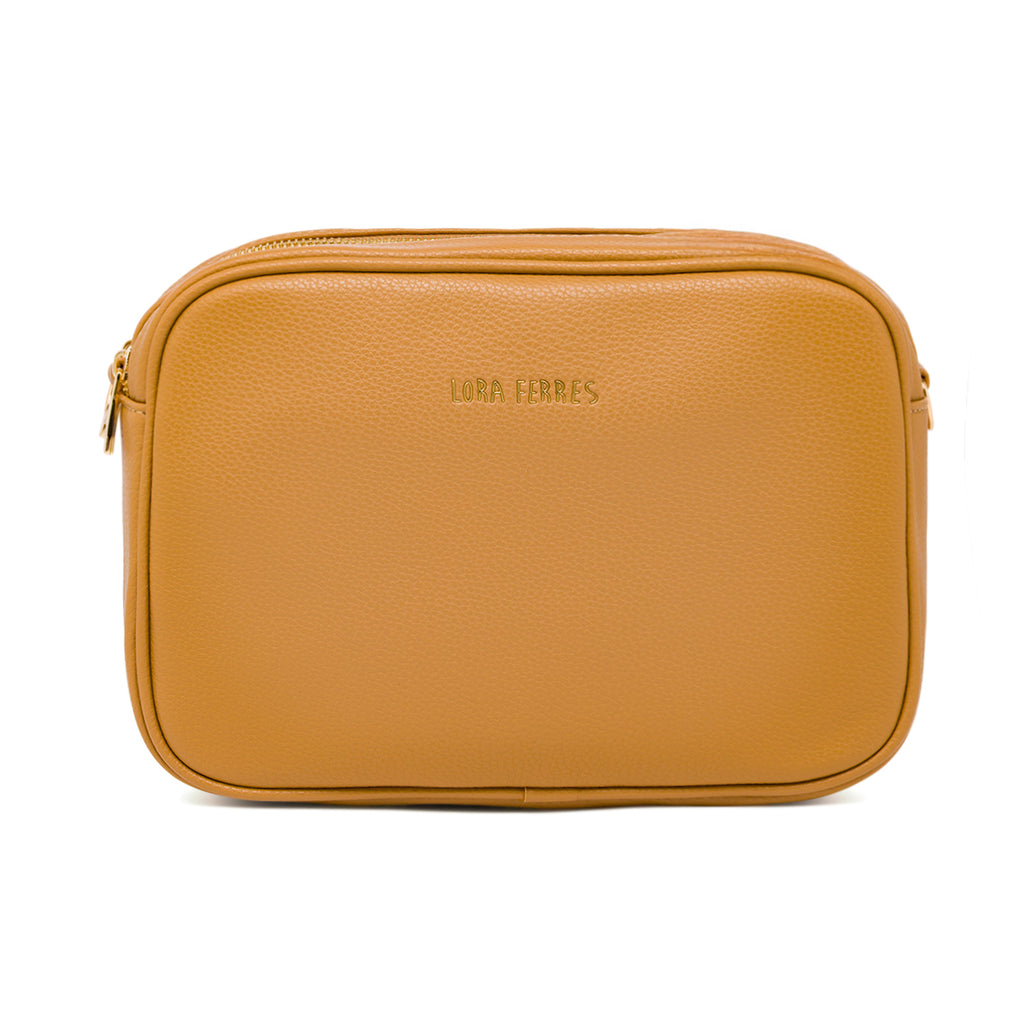 Borsa a tracolla da donna Lora Ferres beige con doppia zip