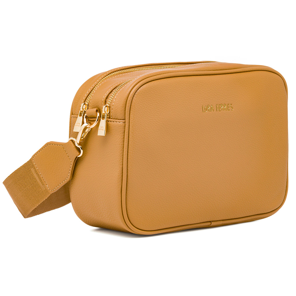 Borsa a tracolla da donna Lora Ferres beige con doppia zip