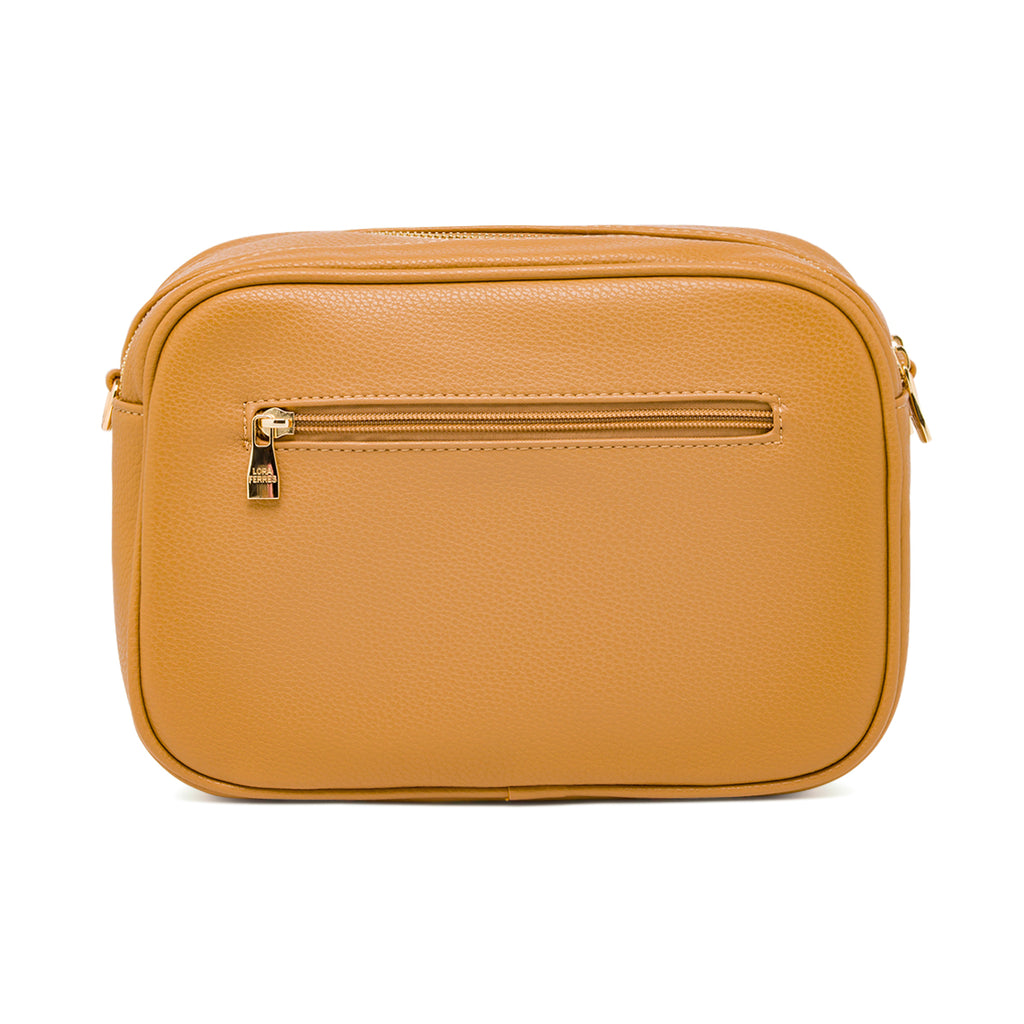 Borsa a tracolla da donna Lora Ferres beige con doppia zip
