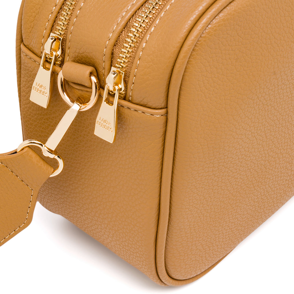 Borsa a tracolla da donna Lora Ferres beige con doppia zip