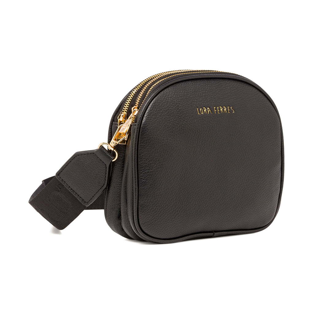 Borsa a tracolla da donna nera Lora Ferres con tripla zip