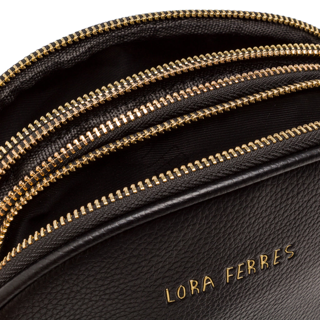 Borsa a tracolla da donna nera Lora Ferres con tripla zip
