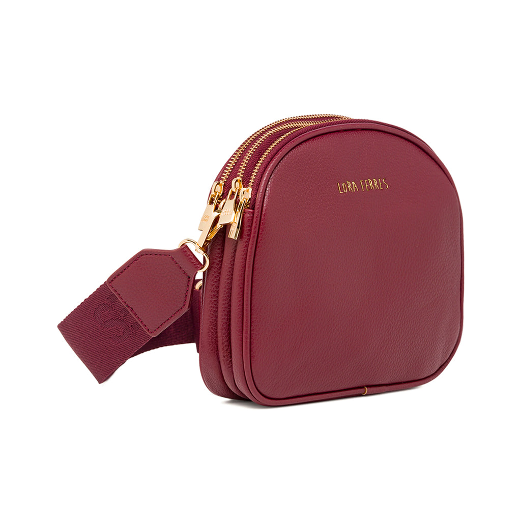 Borsa a tracolla da donna Lora Ferres bordeaux con doppia cerniera