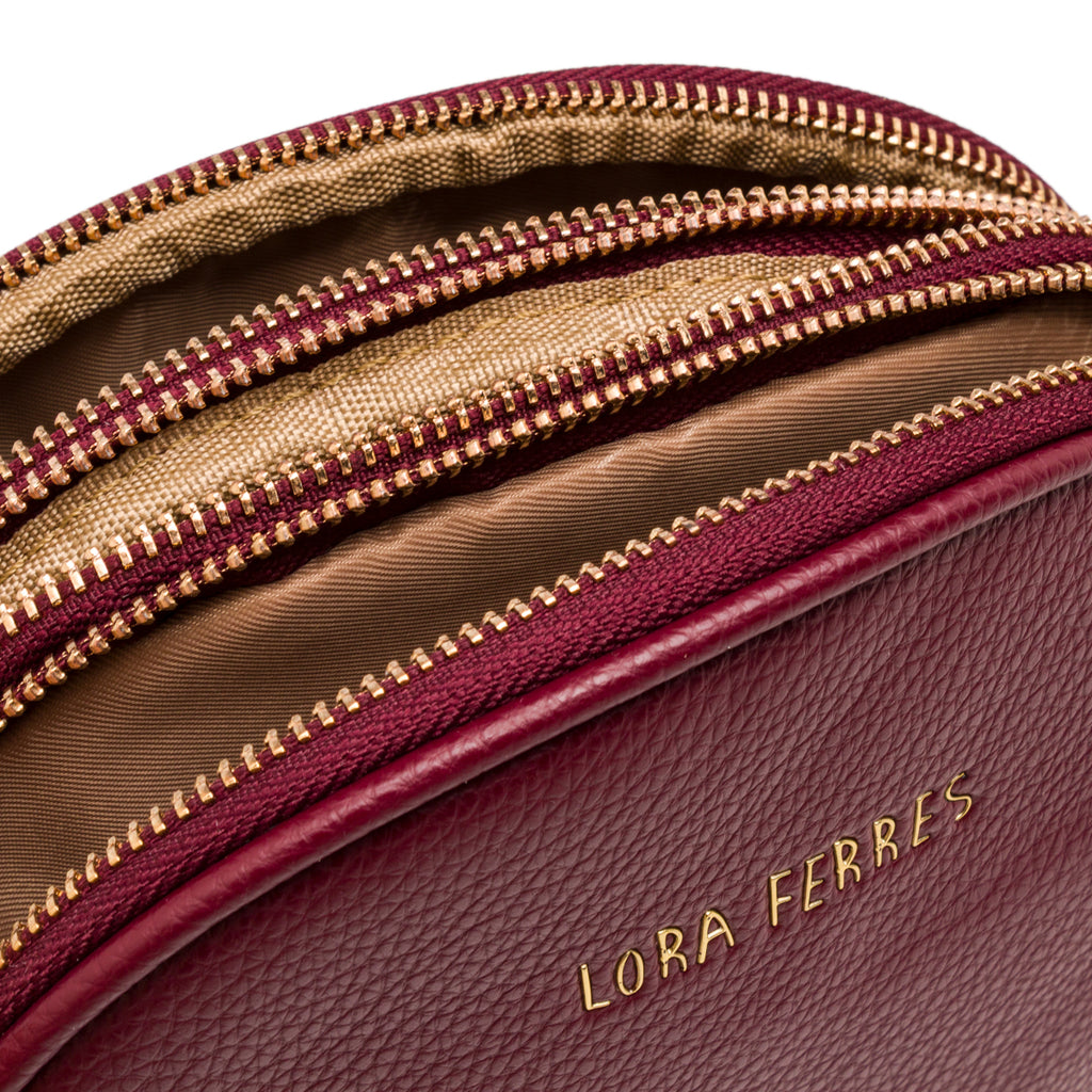 Borsa a tracolla da donna Lora Ferres bordeaux con doppia cerniera