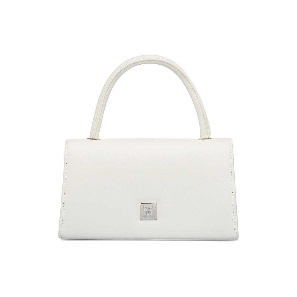 Borsa a mano bianca da donna con fiocchetto in strass Lora Ferres