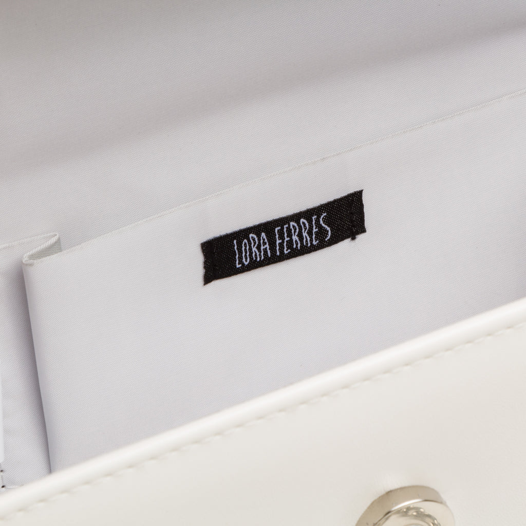 Borsa a mano bianca da donna con fiocchetto in strass Lora Ferres