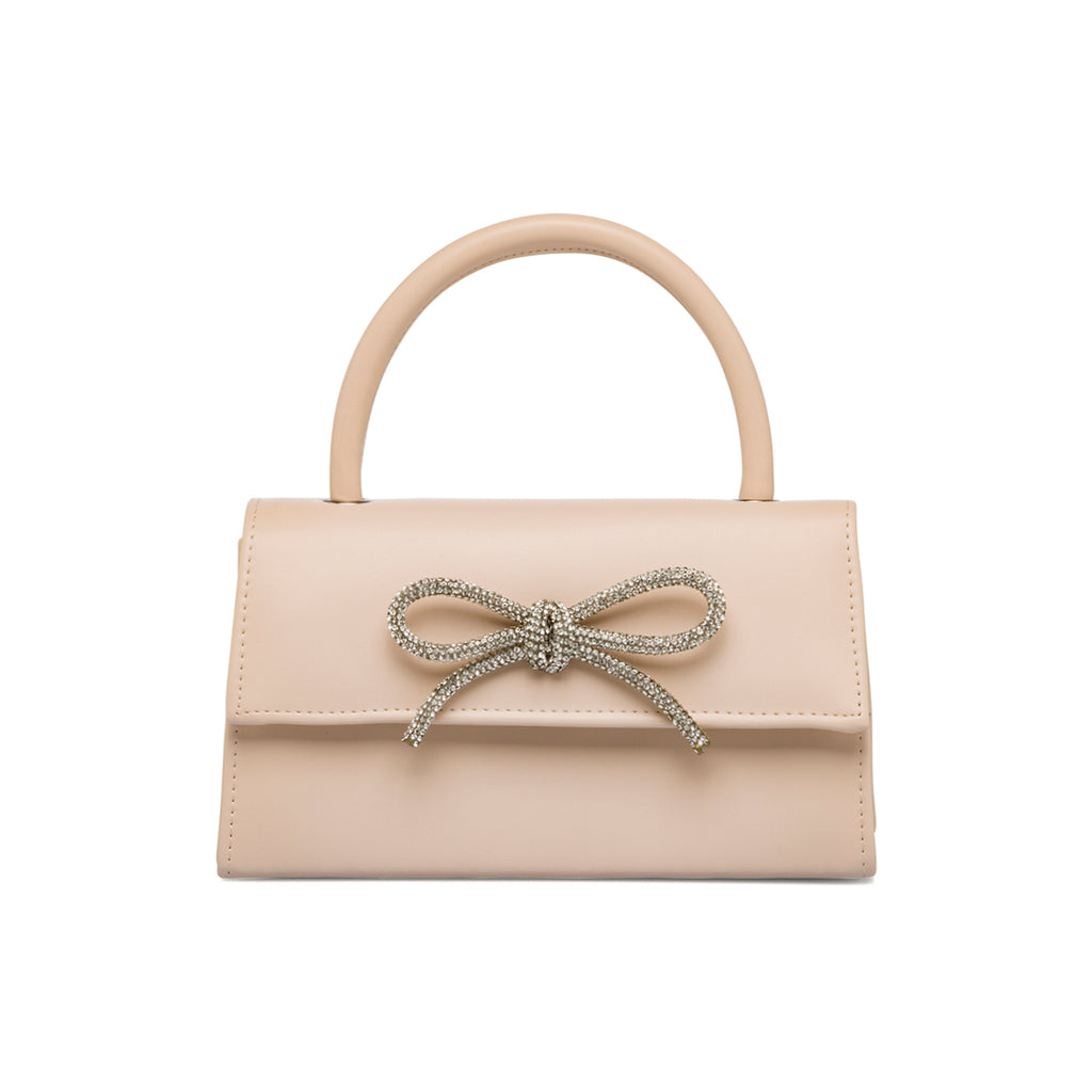 Borsa a mano nude da donna con fiocchetto in strass Lora Ferres