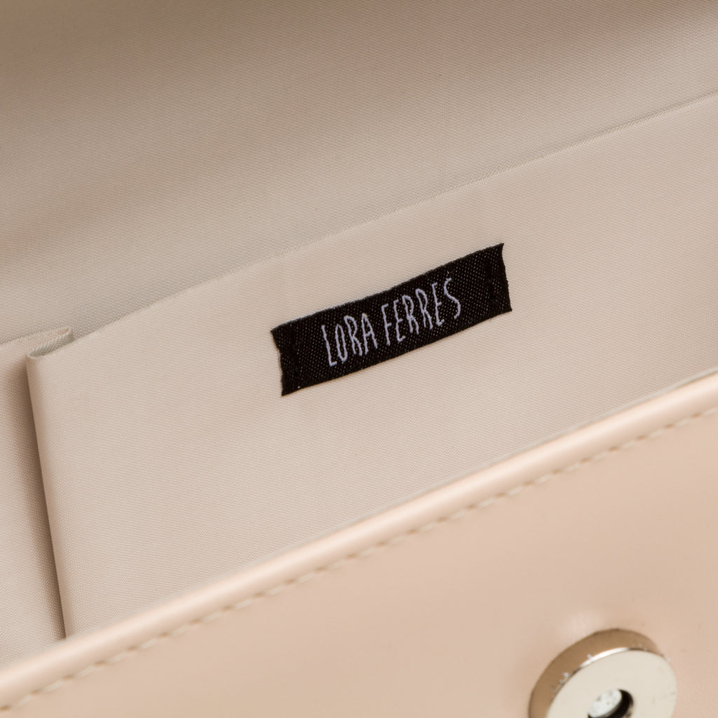 Borsa a mano nude da donna con fiocchetto in strass Lora Ferres