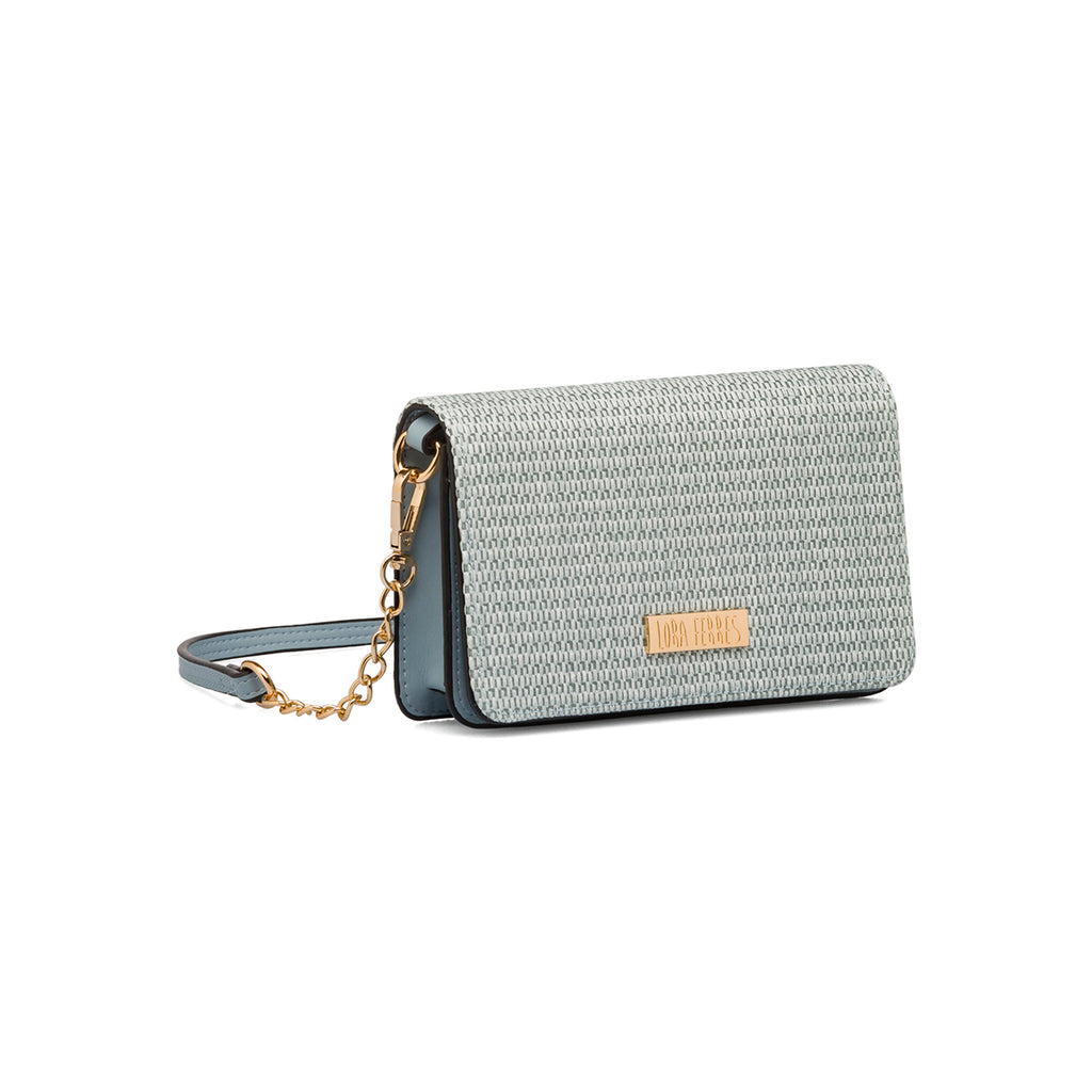 Borsa a tracolla celeste da Donna in tessuto intrecciato effetto rafia Lora Ferres