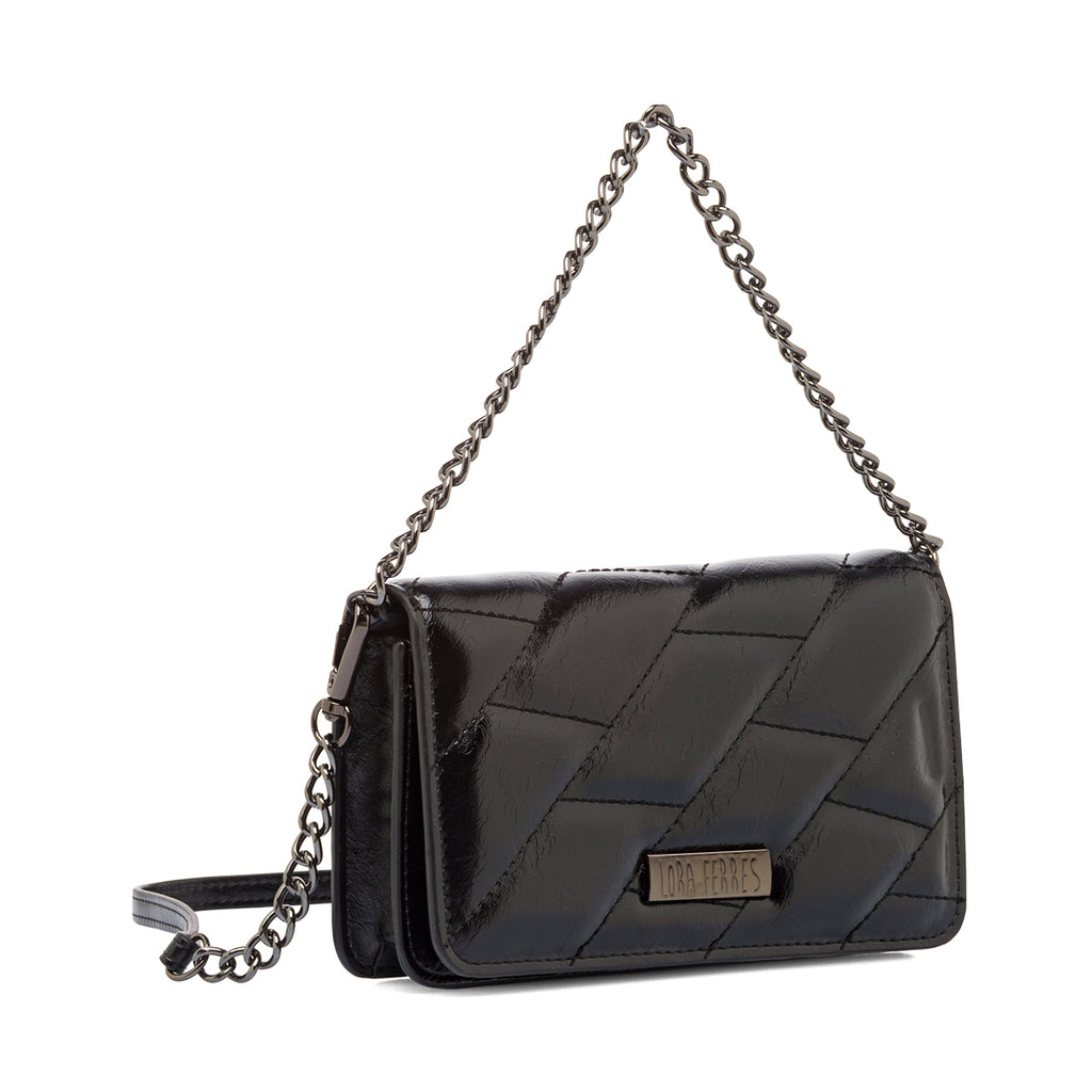 Borsa a tracolla nera da Donna effetto vernice Lora Ferres