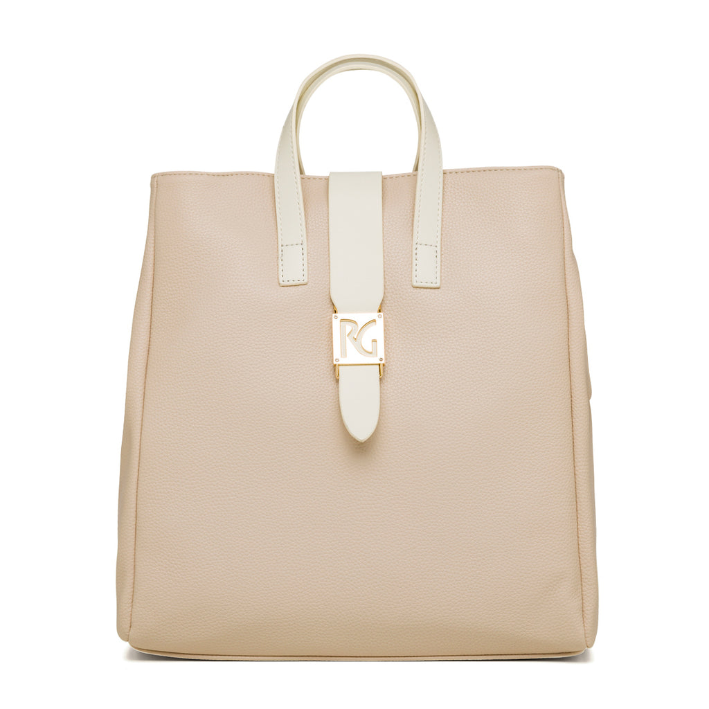 Borsa a mano nude e bianca con spallacci rimovibili da donna Romeo Gigli Milano Wanda