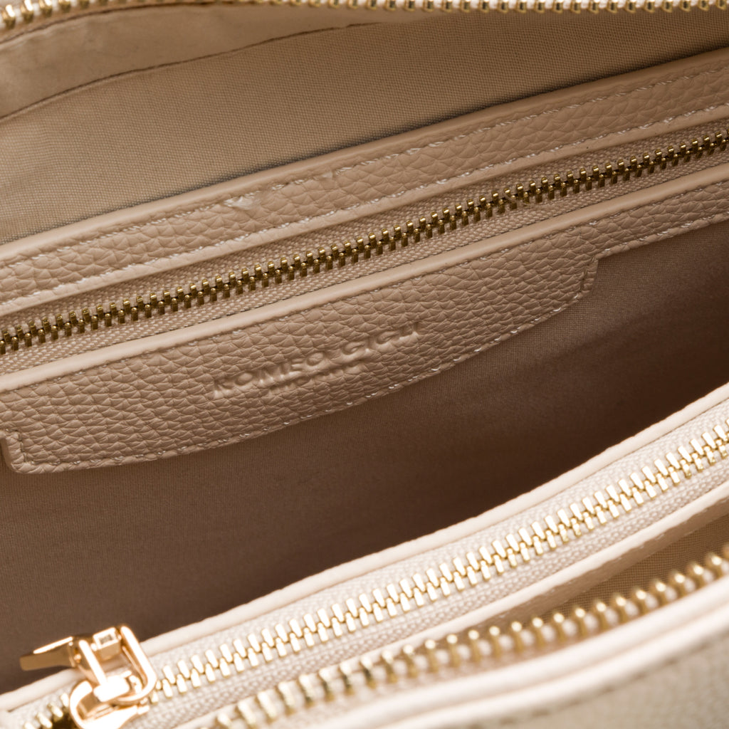 Borsa a mano nude e bianca con spallacci rimovibili da donna Romeo Gigli Milano Wanda