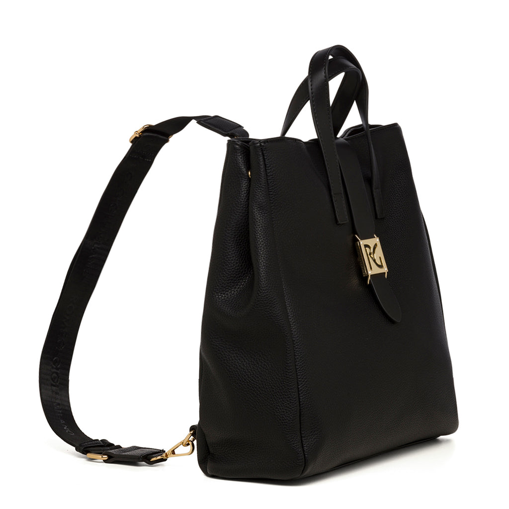 Borsa a mano nera con spallacci rimovibili da donna Romeo Gigli Milano Wanda