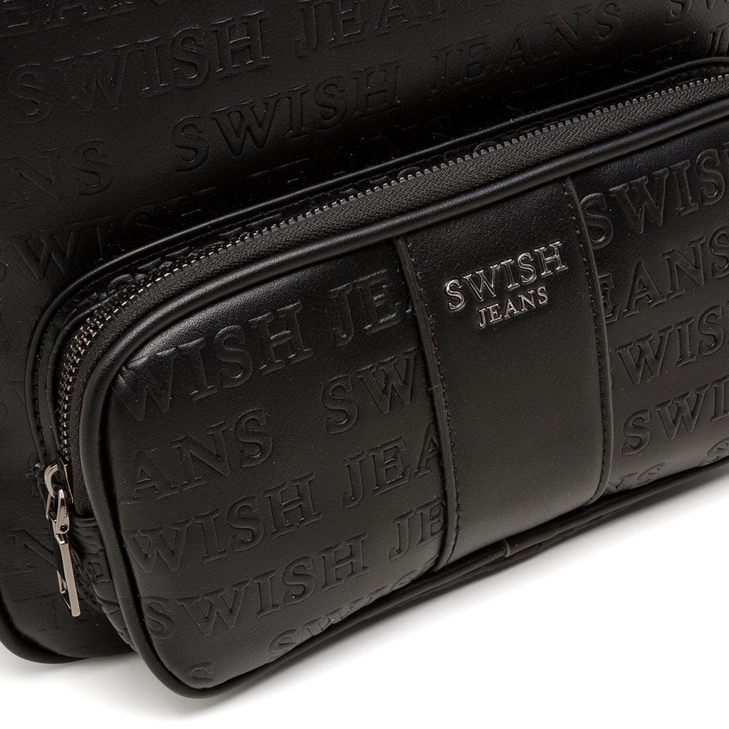 Zaino da donna nero con dettaglio logo Swish Jeans