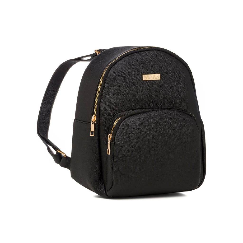 Zaino da donna nero con tasche e logo Lora Ferres