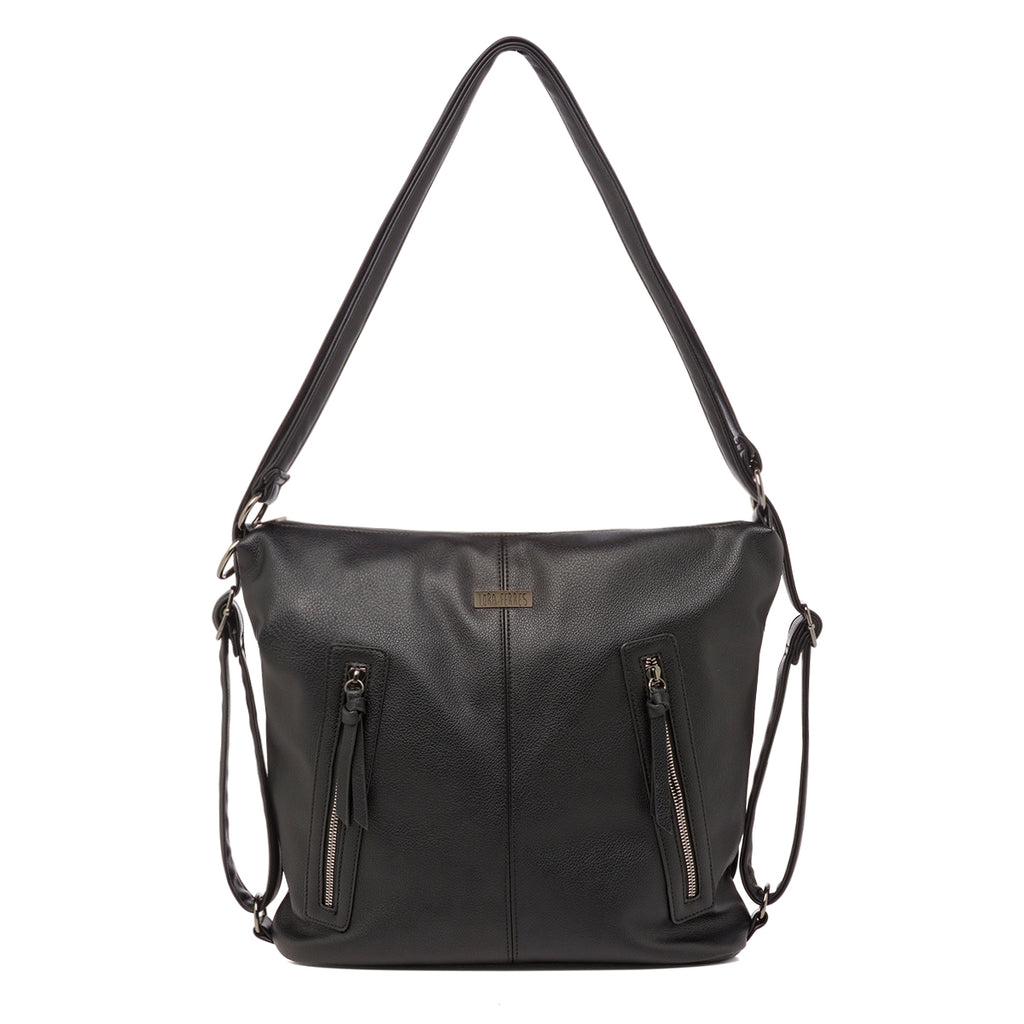 Borsa nera da Donna con tracolla e doppia zip Lora Ferres