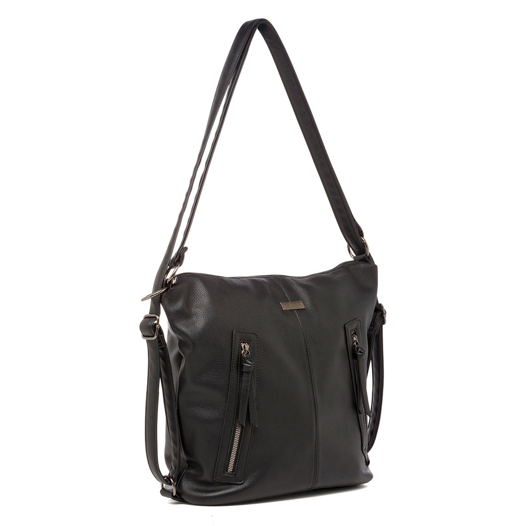 Borsa nera da Donna con tracolla e doppia zip Lora Ferres