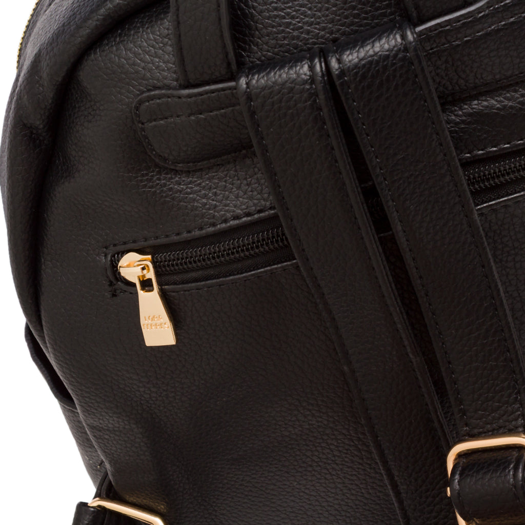 Zaino da donna nero Lora Ferres con zip e logo color oro