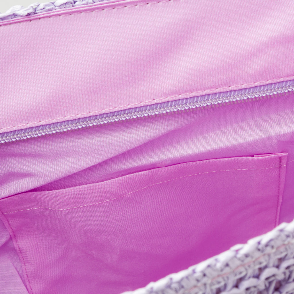 Borsa mare da donna effetto paglia lilla con scritta "Summer Time" Swish Jeans