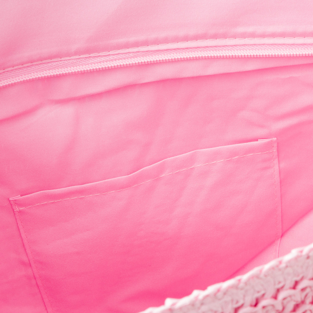 Borsa mare da donna effetto paglia rosa con scritta "Summer Time" Swish Jeans