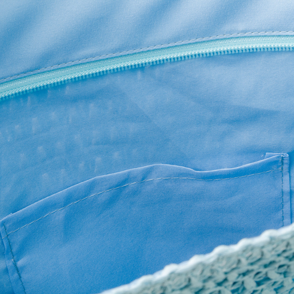 Borsa mare da donna effetto paglia azzurra con scritta "Summer Time" Swish Jeans