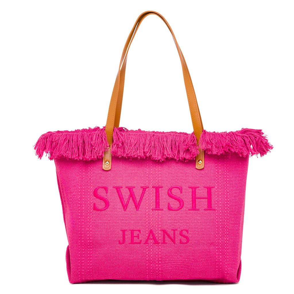 Borsa mare donna in tessuto fucsia con logo Swish Jeans