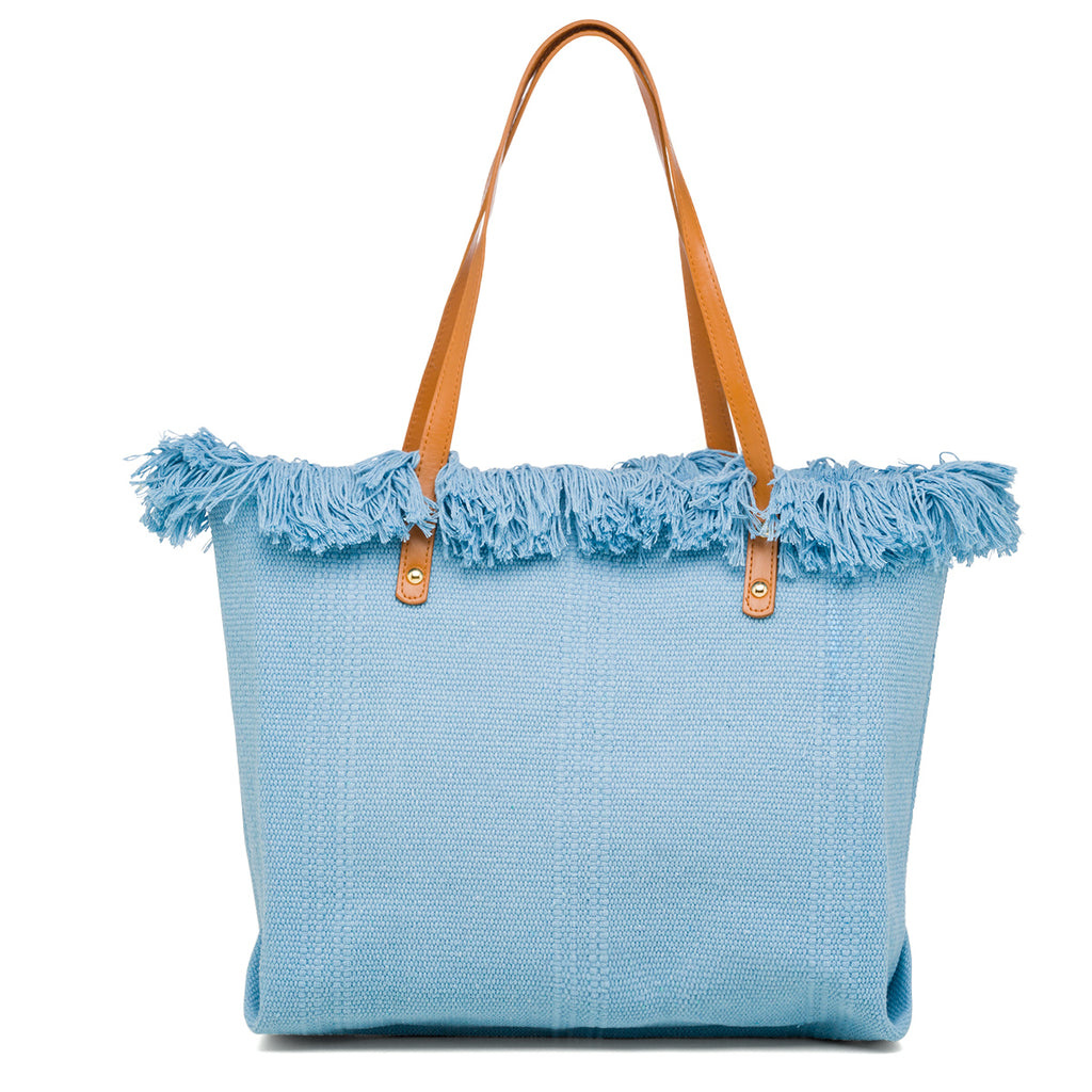 Borsa mare donna in tessuto azzurra con logo Swish Jeans
