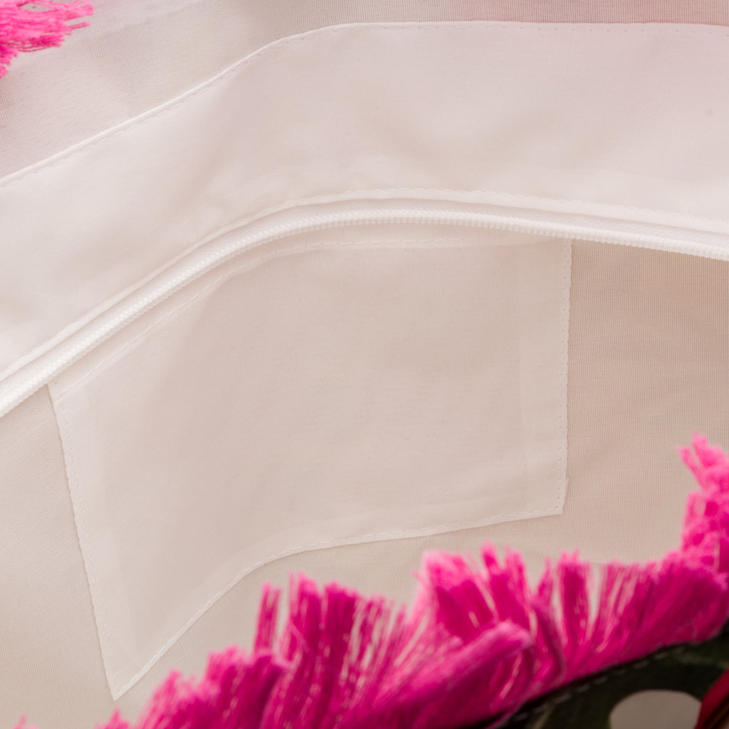 Borsa da mare donna fantasia fiori e foglie rosa e verde Swish Jeans