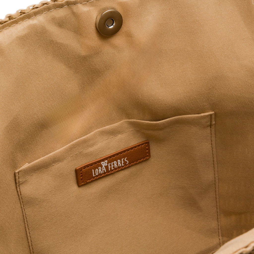 Borsa da mare beige effetto paglia Lora Ferres