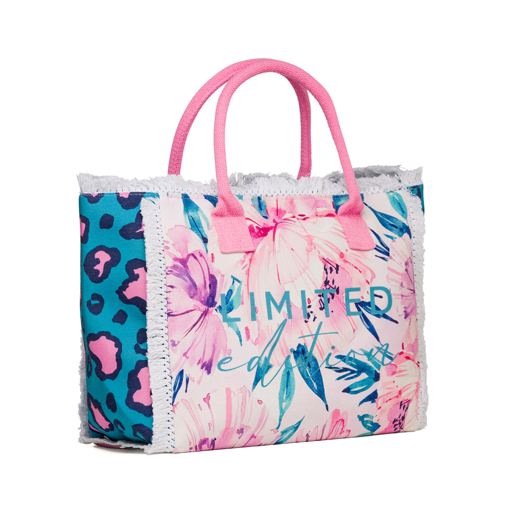 Borsa mare da donna in tessuto a fantasia multicolore Lora Ferres