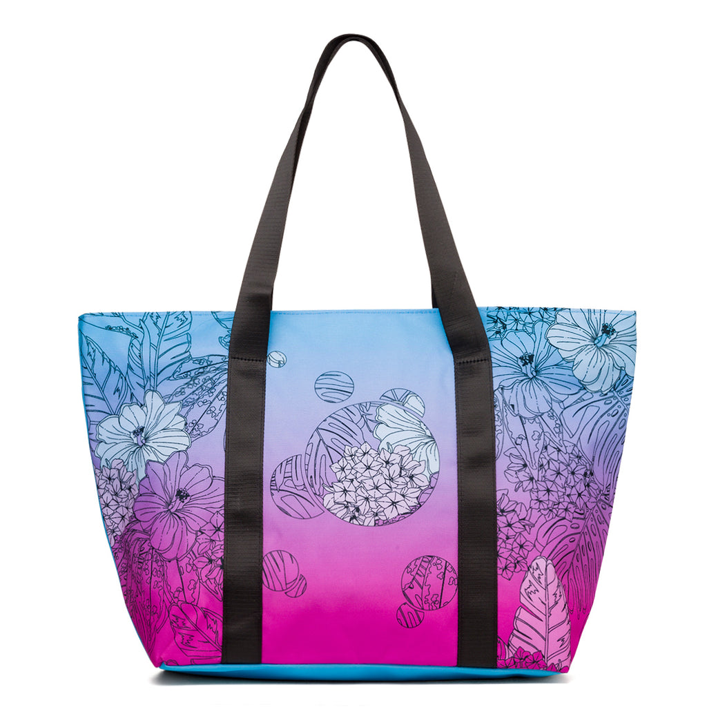 Borsa mare da donna azzurra e viola con stampa fiori Lora Ferres