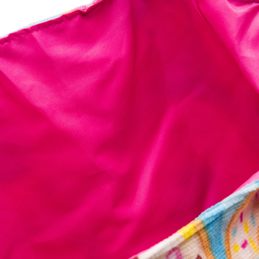 Borsa da mare donna in spugna azzurra e rosa con stampe donuts Camomilla Milano