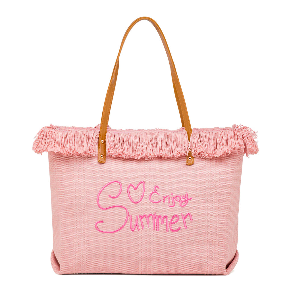 Borsa da Mare Rosa da Donna con frange Swish Jeans