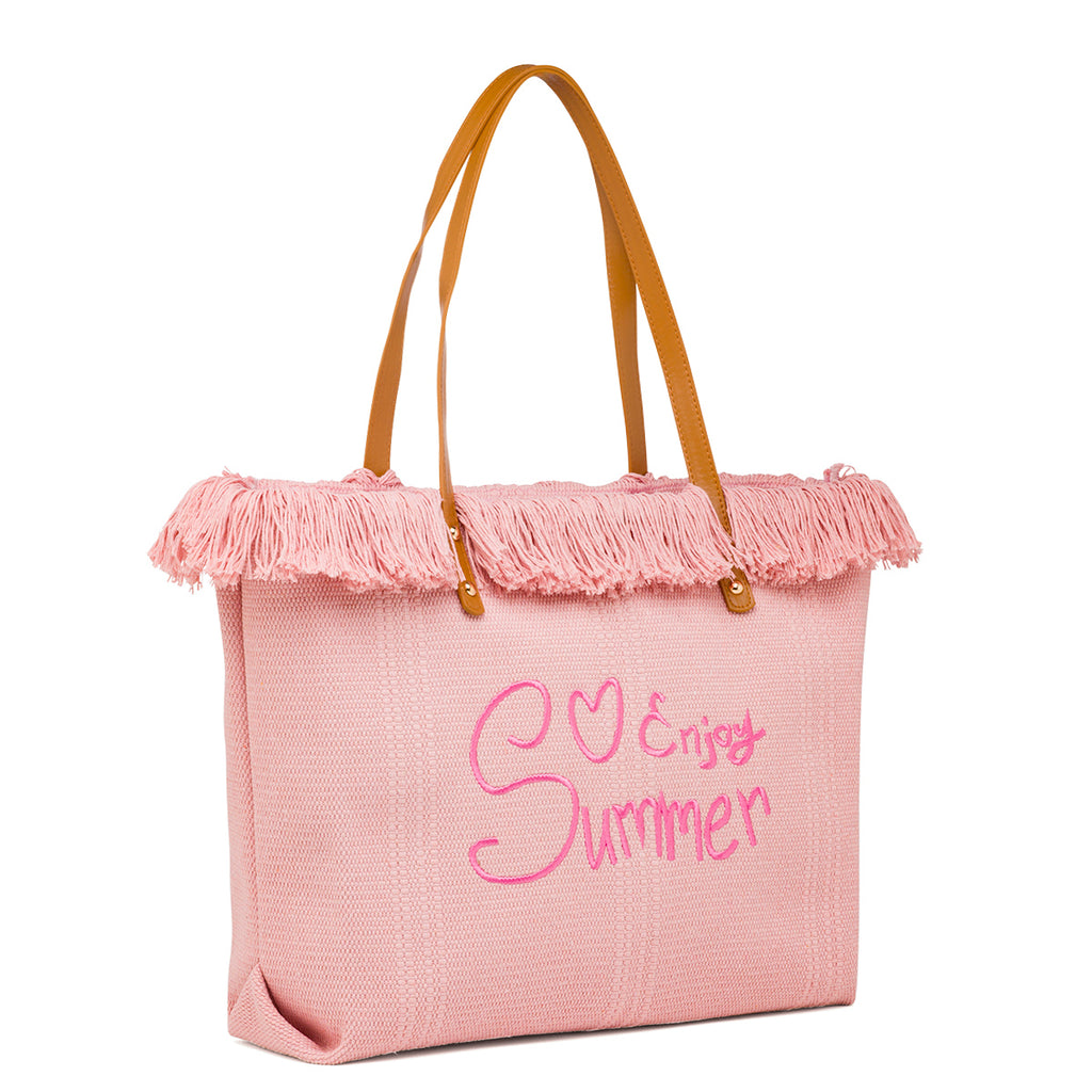 Borsa da Mare Rosa da Donna con frange Swish Jeans