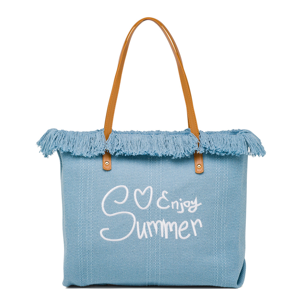 Borsa da Mare azzurro da Donna con frange Swish Jeans