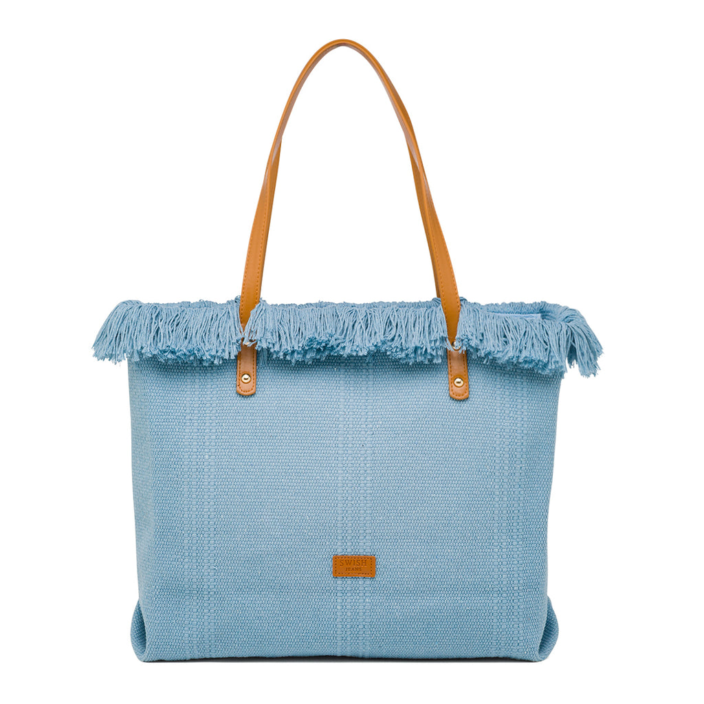 Borsa da Mare azzurro da Donna con frange Swish Jeans