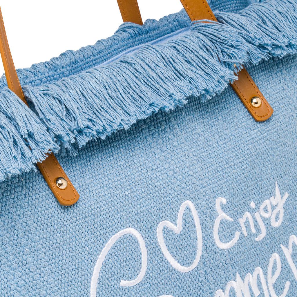 Borsa da Mare azzurro da Donna con frange Swish Jeans