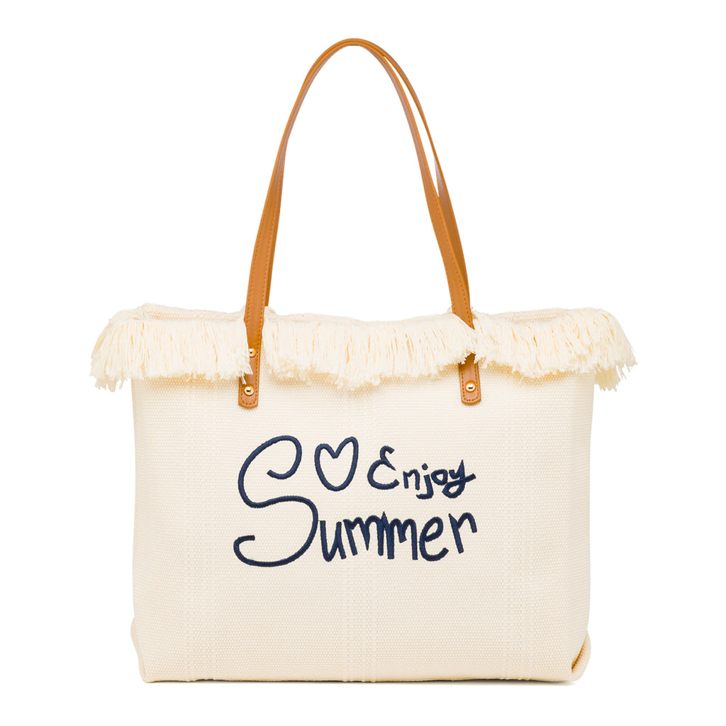 Borsa da Mare Bianco off-white da Donna con frange Swish Jeans