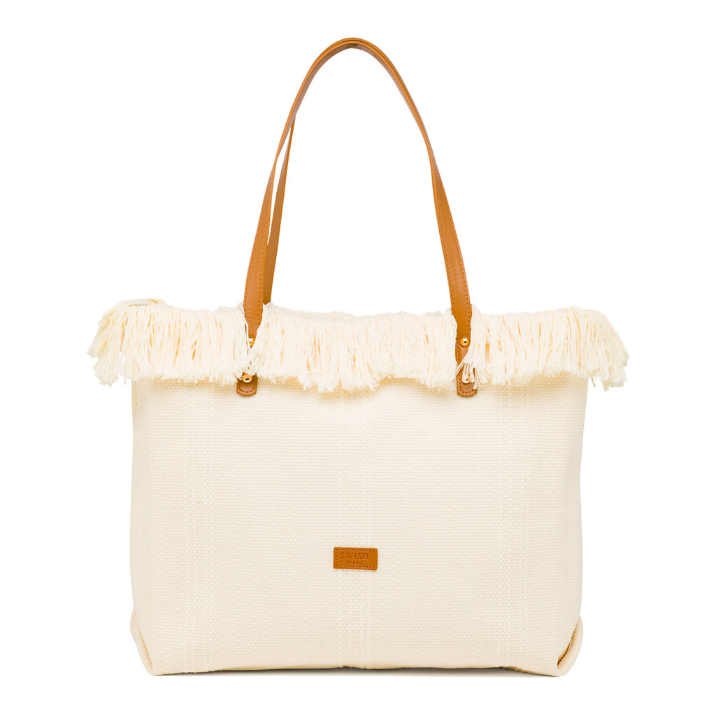 Borsa da Mare Bianco off-white da Donna con frange Swish Jeans