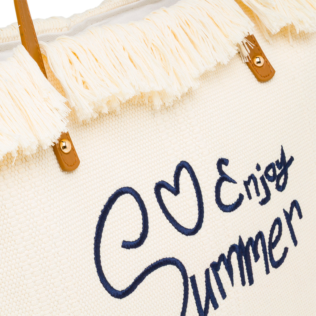 Borsa da Mare Bianco off-white da Donna con frange Swish Jeans