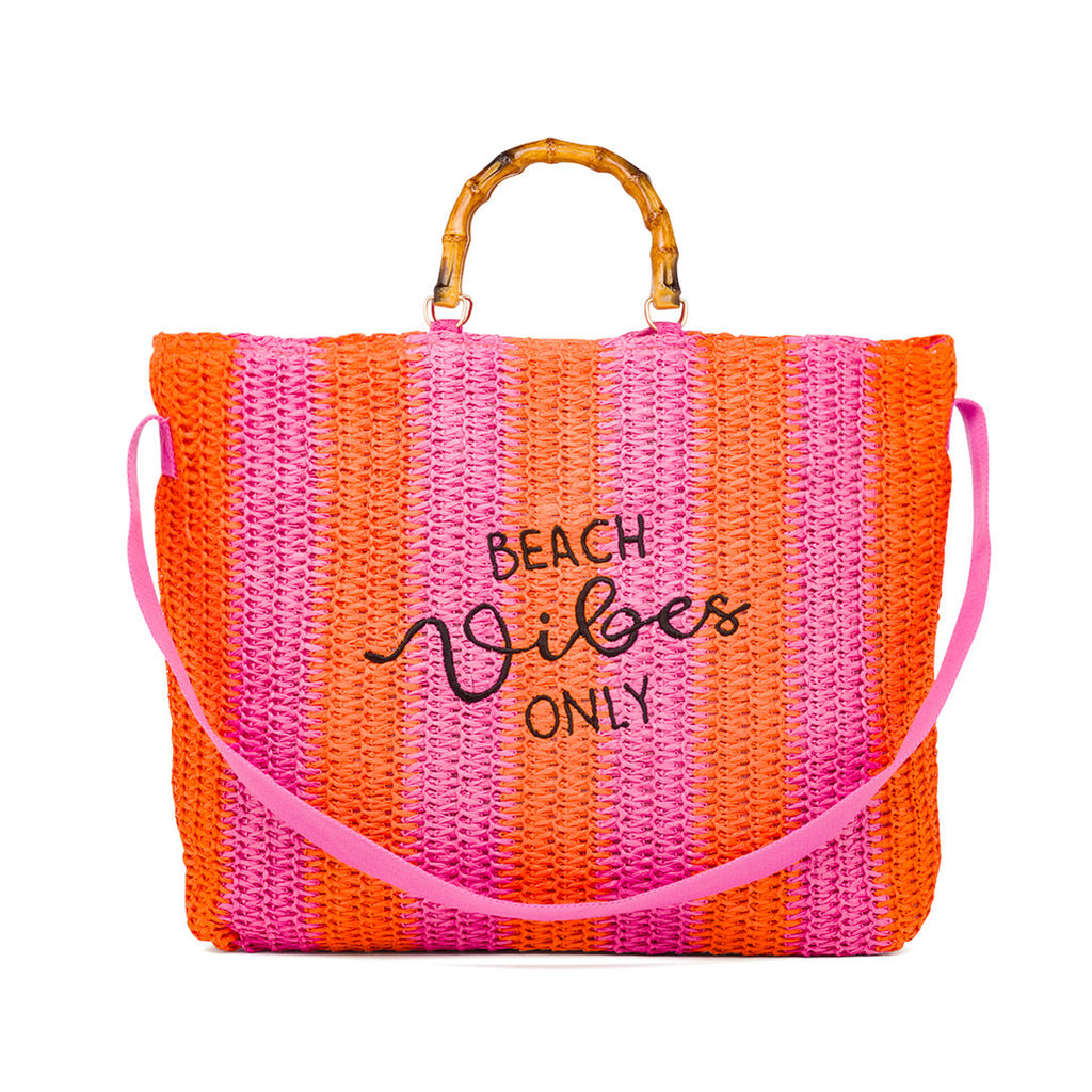 Borsa Mare da Donna fucisa e arancione effetto rafia Swish Jeans