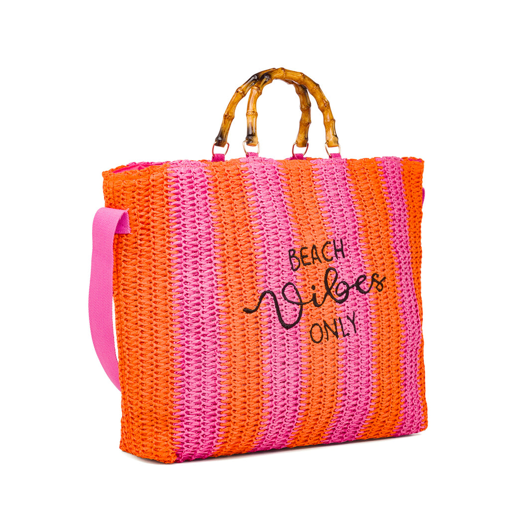 Borsa Mare da Donna fucisa e arancione effetto rafia Swish Jeans