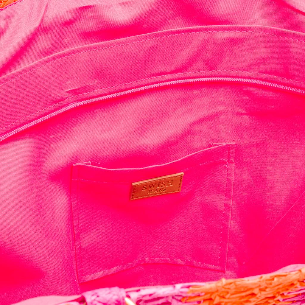 Borsa Mare da Donna fucisa e arancione effetto rafia Swish Jeans
