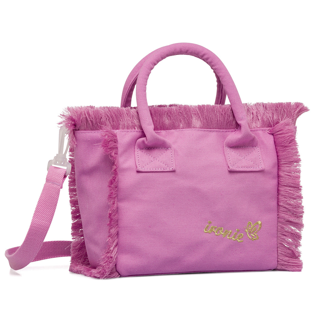 Borsa da mare Donna in tessuto Lilla con frange Ironie